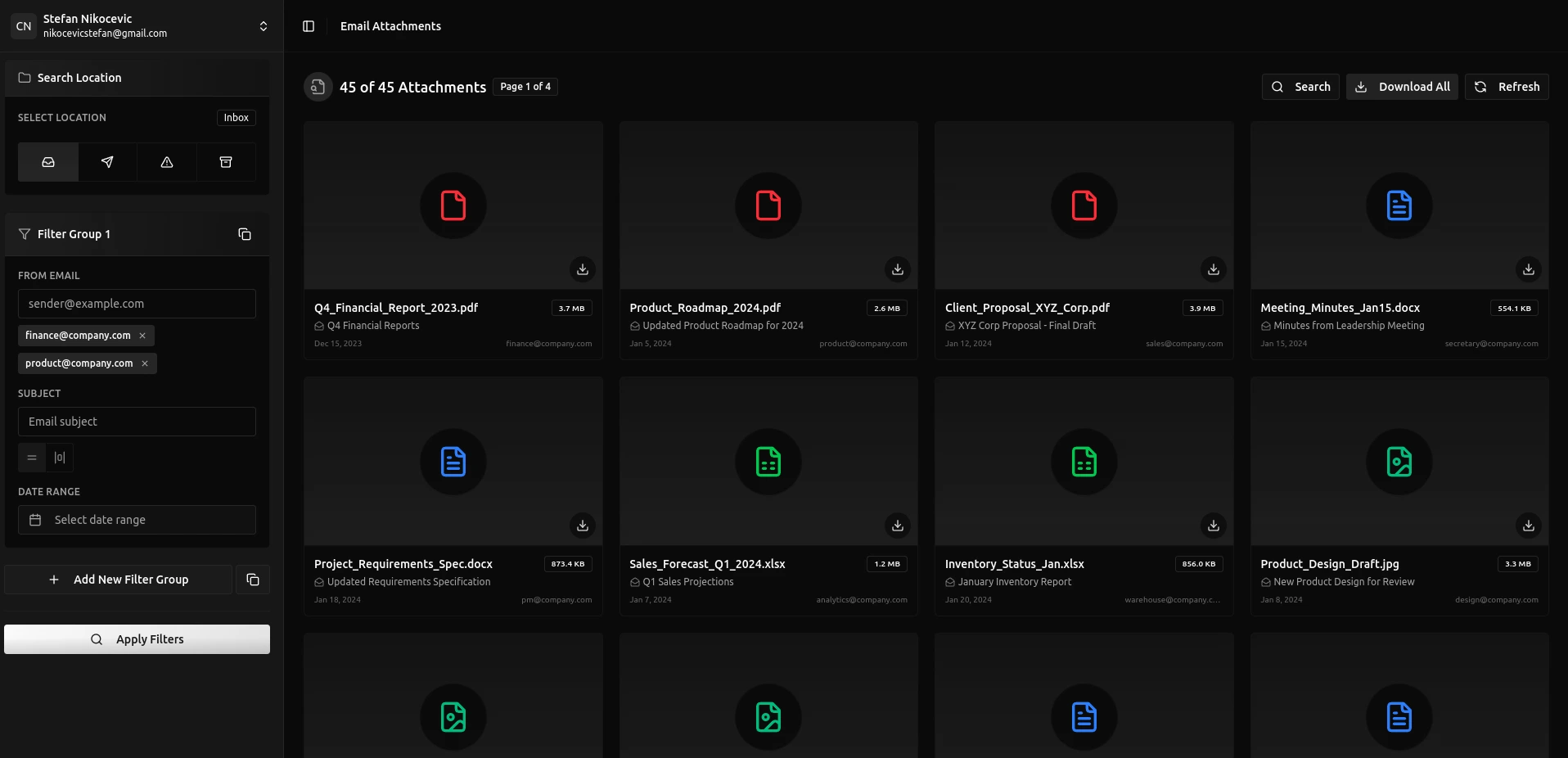 InboxGrab dashboard interface preview